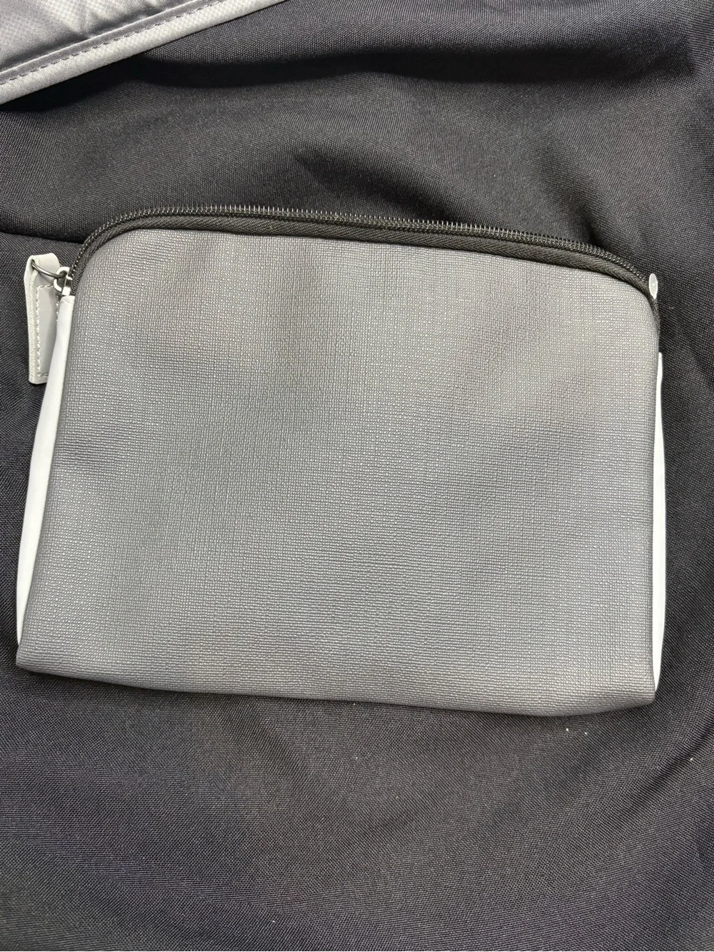 Tumi Two-Tone Gray and White Toiletry Pouch plus Garment bag